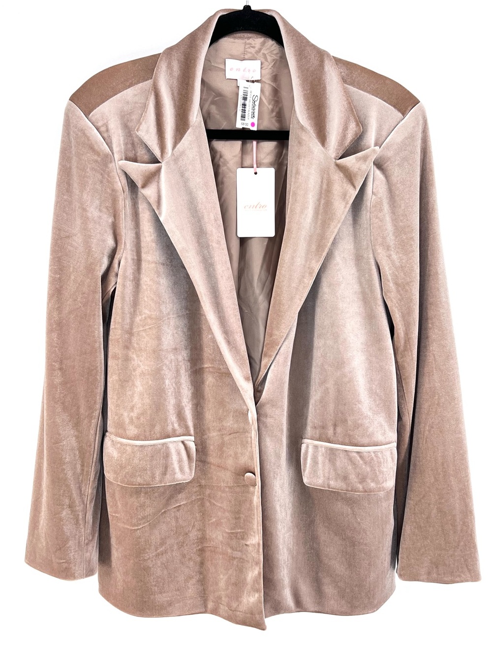 Entro Velvet Blazer ICED LATTE Sz L Relaxed Boho Chic Coastal Cowgirl Soft Girl